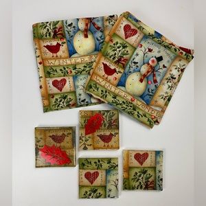Handmade Christmas decorative pillow covers and coaster.